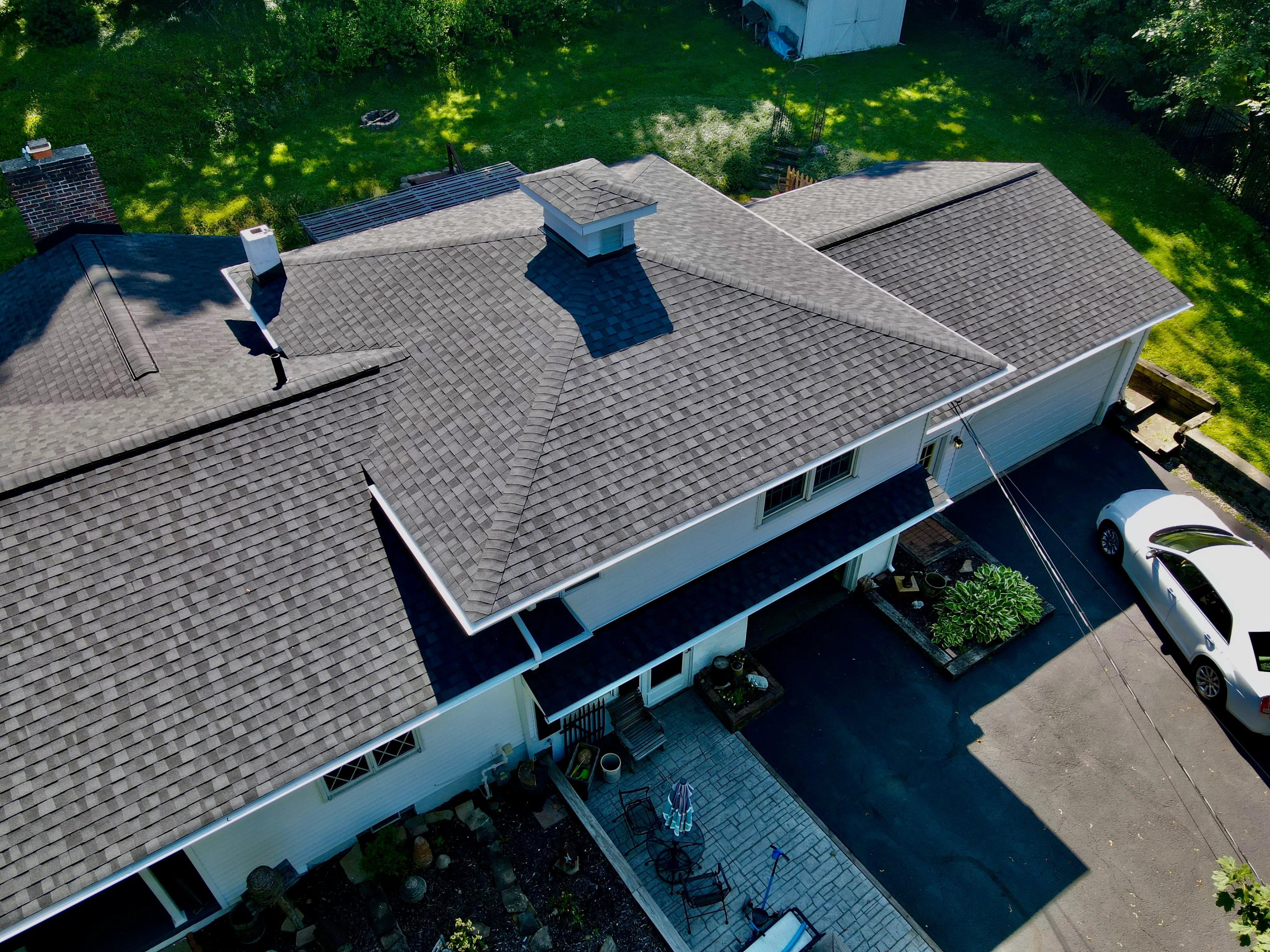Aerial view of a completed HOF Roofing shingle roof inspected in Ohio